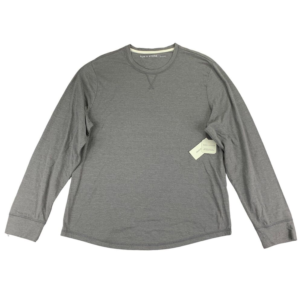 Sun + Stone Mens Armor Sun Wash Long Sleeve Solid Pajama T-Shirt Gray L